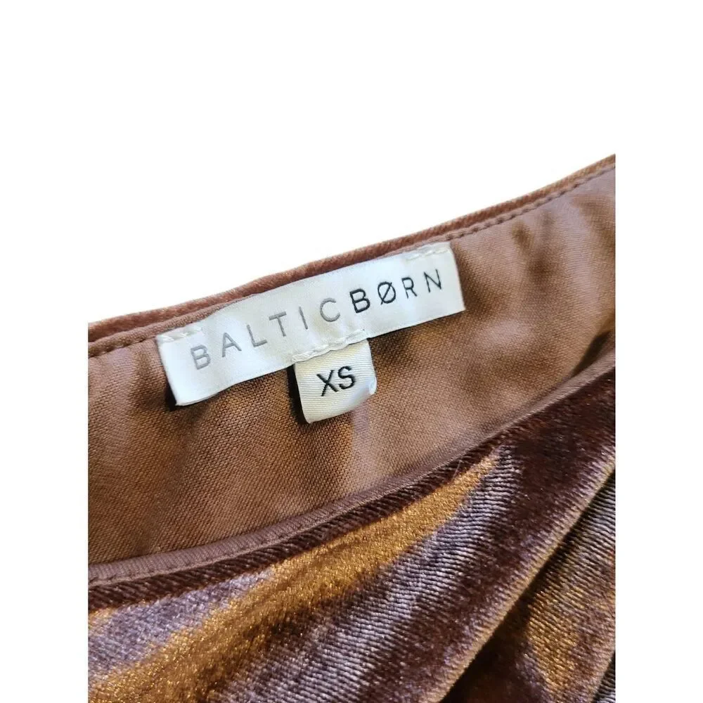 Baltic Born Dress Women's XS Desert Rose Brown Tatiana Velvet One Shoulder Maxi